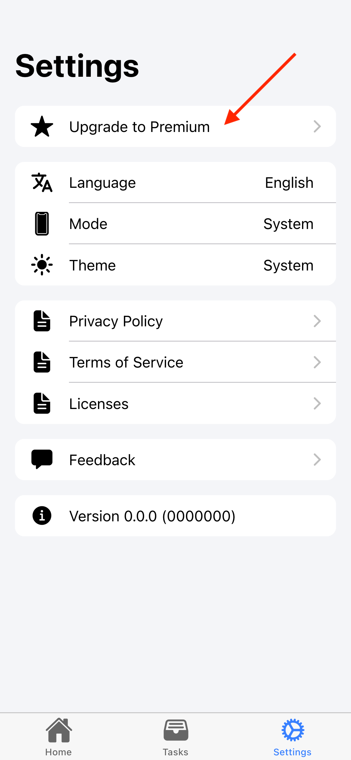 Settings Page